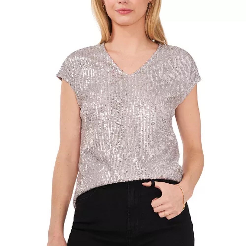 Cece Silver Sparkle ✨ top Medium NWT